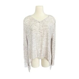 Lovemarks Asymmetrical Pullover Knit Top L Sweater Lightweight Neutral Casual